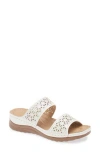 Extreme By Eddie Marc Rhinestone Studded Wedge Sandal In White