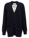 Extreme Cashmere V-neckline Cardigan With Front Pockets And Ribbed Cuffs In Blue