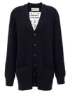 Extreme Cashmere V-neckline Cardigan With Front Pockets And Ribbed Cuffs In Blue