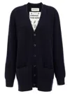 Extreme Cashmere V-neckline Cardigan With Front Pockets And Ribbed Cuffs In Blue