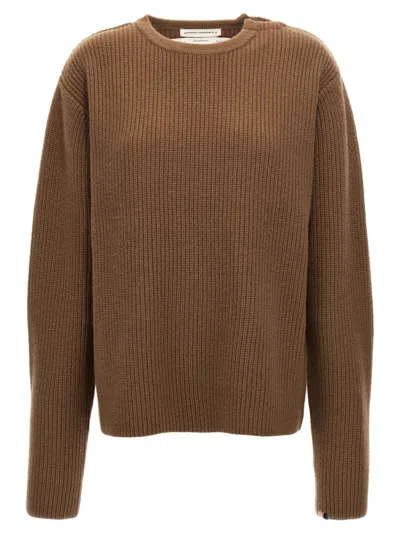 Extreme Cashmere 'relaxed Fit Ribbed Knit Round Neck Sweater' In Brown