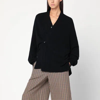 Extreme Cashmere Asymmetrical Cashmere Cardigan V Neck In Black
