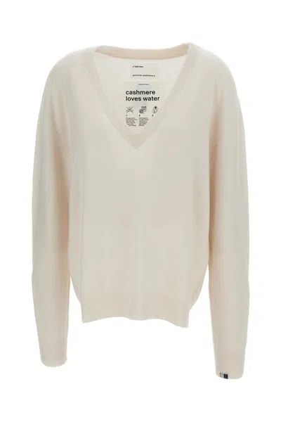 Extreme Cashmere Beige Ben Cashmere V-neck Sweater In Transparent