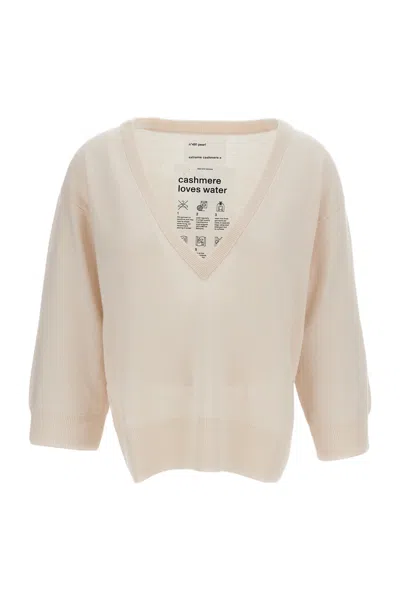 Extreme Cashmere Beige Pearl Cashmere V-neck Sweater In Neutral
