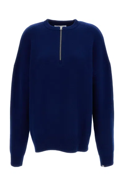 Extreme Cashmere Quarter-zip Dropped-shoulder Sweater In Blue