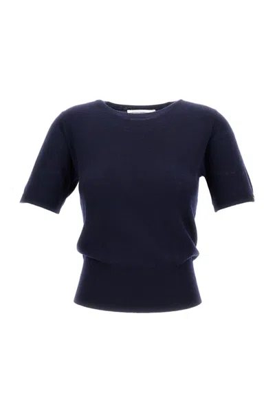 Extreme Cashmere Short-sleeved Knitted T-shirt In Blue
