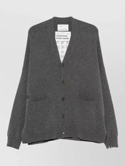 Extreme Cashmere Cashmere Blend Cardigan V Neck Pockets In Gray