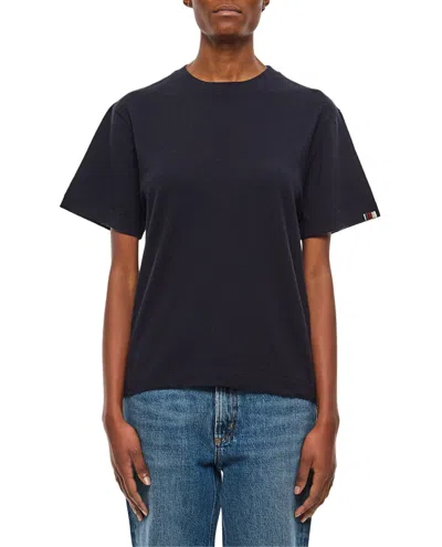 Extreme Cashmere Cashmere Cotton Blend Crewneck T-shirt With Multicolor Stripe Detail In Blue