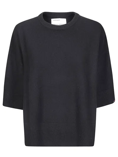 Extreme Cashmere Cashmere Crewneck Sweater With Ribbed Details And Logo Embroidery In Black