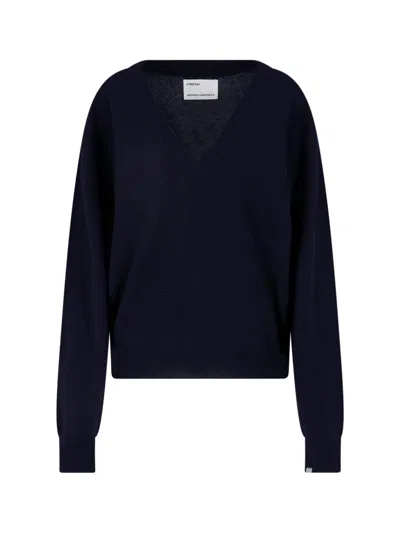 Extreme Cashmere Ben Navy Cashmere V-neck Sweater In Blue