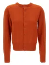 Extreme Cashmere Crew-neck Ribbed Cardigan In Orange
