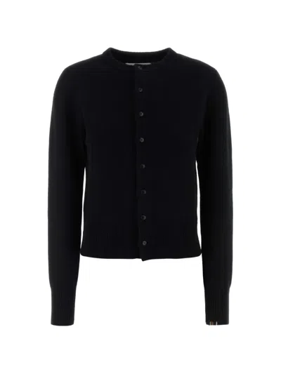 Extreme Cashmere Crew-neck Button-up Cardigan In Black