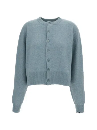 Extreme Cashmere Long-sleeve Single-breasted Cardigan In Blue