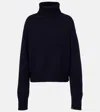 Extreme Cashmere Crop Xtra Cashmere Turtleneck Sweater In Blue