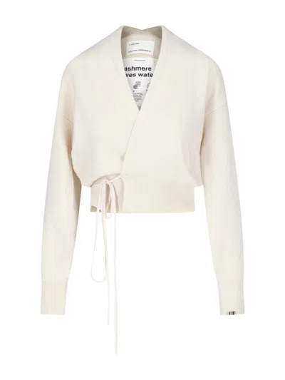 Extreme Cashmere Cropped Wrap Tie Cardigan In Multi