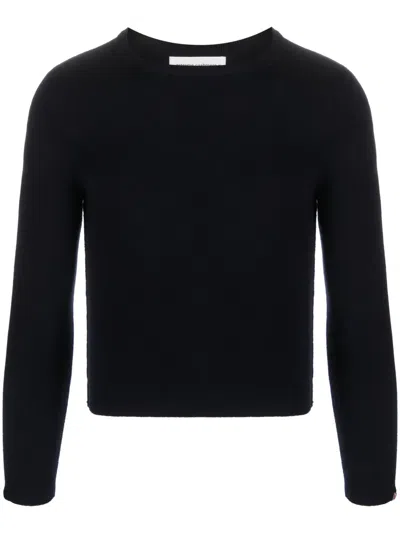 Extreme Cashmere Fein Gestrickter Cropped-pullover In Blue