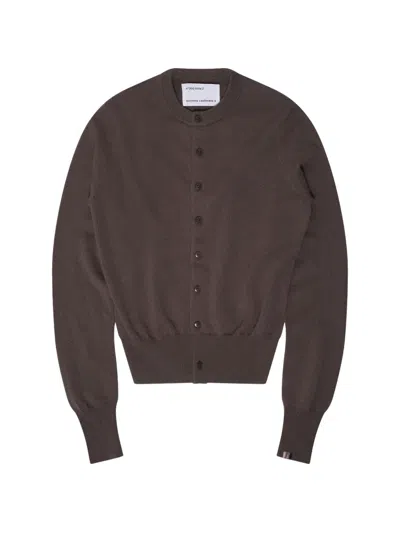 Extreme Cashmere Fine-knit Button-up Cardigan In Brown