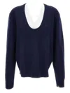 Extreme Cashmere Gerippter Pullover Mit Tiefem Ausschnitt In Blue