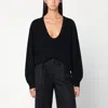 Extreme Cashmere V-neck Cashmere Sweater With Ribbed Cuffs And Hem In Black