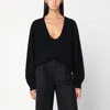 Extreme Cashmere Gray Cashmere V-neck Sweater In Black