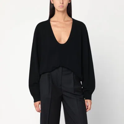 Extreme Cashmere V-neck Cashmere Sweater With Ribbed Cuffs And Hem In Black
