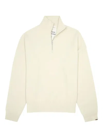 Extreme Cashmere Half-zip Ribbed-knit Sweater In White