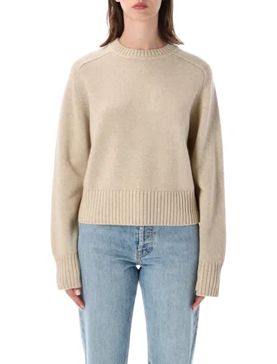 Extreme Cashmere Heavyweight Cashmere Crewneck Sweater With Saddle Sleeves In Beige