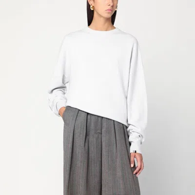 Extreme Cashmere Ice Blue Cashmere Crew Neck Sweater In White