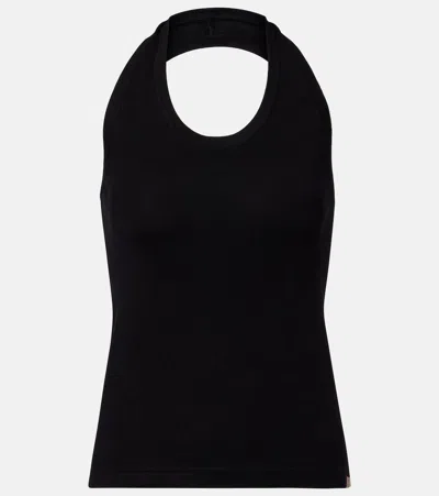 Extreme Cashmere Jerry Halterneck Cotton And Cashmere Top In Black