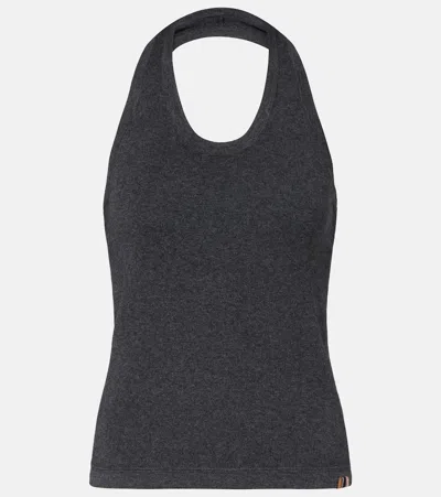 Extreme Cashmere Jerry Halterneck Cotton And Cashmere Top In Gray