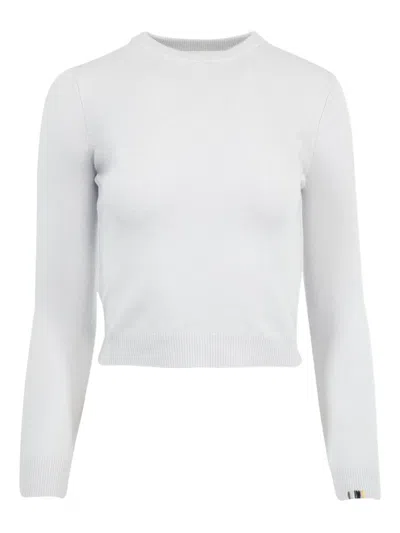 Extreme Cashmere Kid Long-sleeve Cropped Sweater In Gray