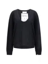 Extreme Cashmere V-neck Cashmere Sweater With Ribbed Cuffs And Hem In Black