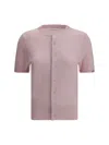 Extreme Cashmere Short-sleeve Cashmere Knit Cardigan In Pink