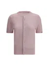 Extreme Cashmere Short-sleeve Cashmere Knit Cardigan In Pink