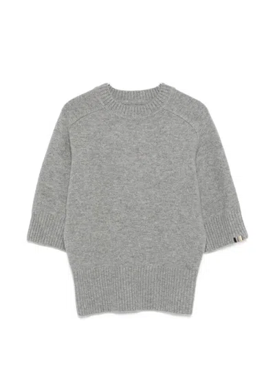 Extreme Cashmere Lauren Short-sleeve Crew-neck Sweater In Gray