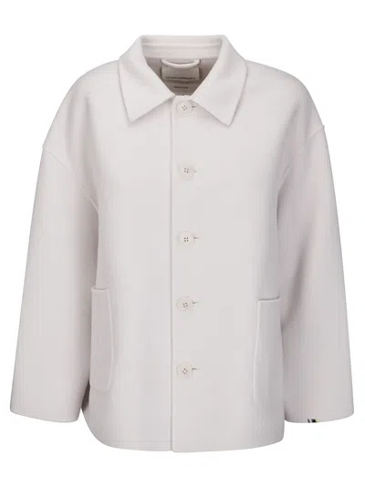 Extreme Cashmere Light Cashmere Blend Jacket With Front Buttons And Pockets In White