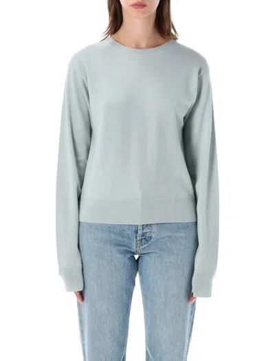 Extreme Cashmere Lightweight Pure Cashmere Crewneck Sweater With Ribbed Trims In Blue