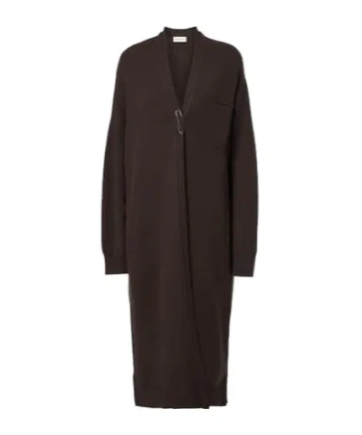 Extreme Cashmere Long Knit Cardigan In Brown