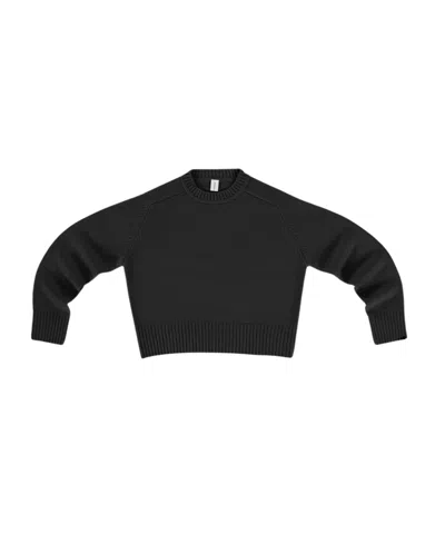 Extreme Cashmere Long-sleeved Short Sweater In Black