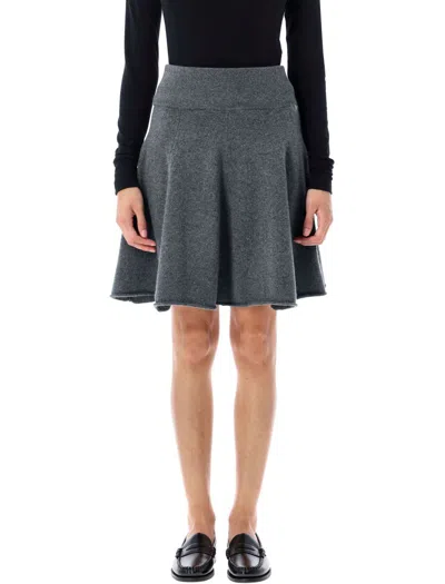 Extreme Cashmere Ribbed-knit Flared Mini A-line Skirt In Gray