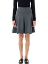 Extreme Cashmere Ribbed-knit Flared Mini A-line Skirt In Gray