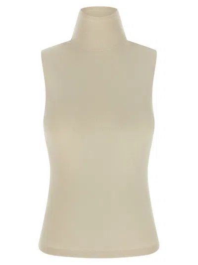 Extreme Cashmere Ribbed-knit High-neck Vest In Neutral