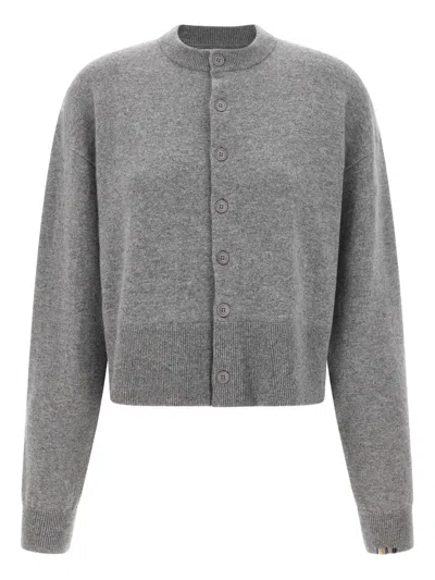 Extreme Cashmere N°170 Chou Button Crew-neck Cardigan In Gray