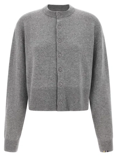 Extreme Cashmere N170 Chou Button Crew-neck Cardigan In Gray