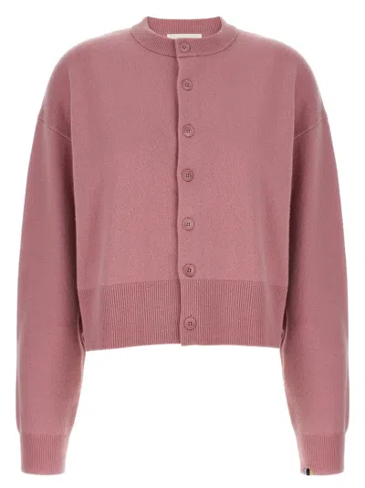 Extreme Cashmere Crew-neck Cuffed-sleeves Cardigan In Pink