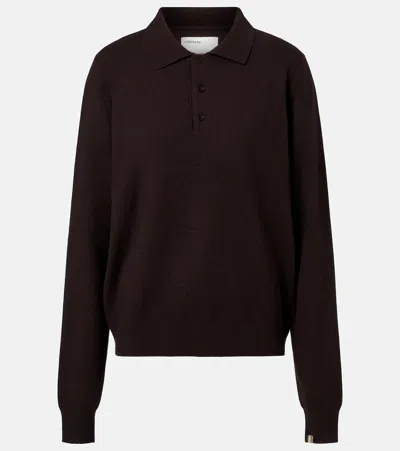 Extreme Cashmere N°223 Be For Cashmere-blend Polo Sweater In Brown