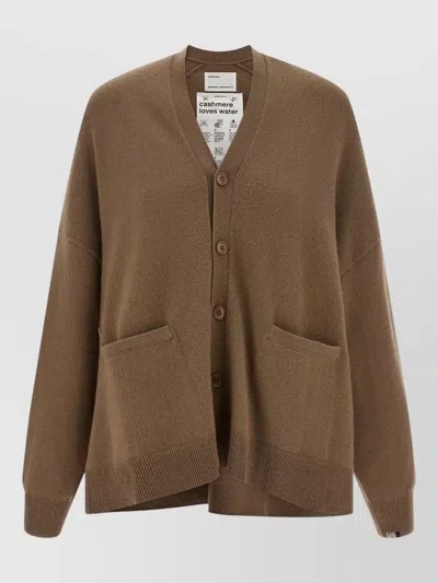 Extreme Cashmere N24 Tokio Cardigan Relaxed V Neck In Brown