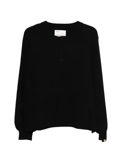 Extreme Cashmere Nº280 Bi Crew-neck Cardigan In Black