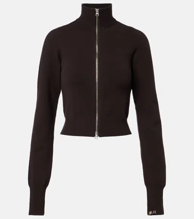 Extreme Cashmere N°302 Lemon Cashmere-blend Zip-up Cardigan In Brown