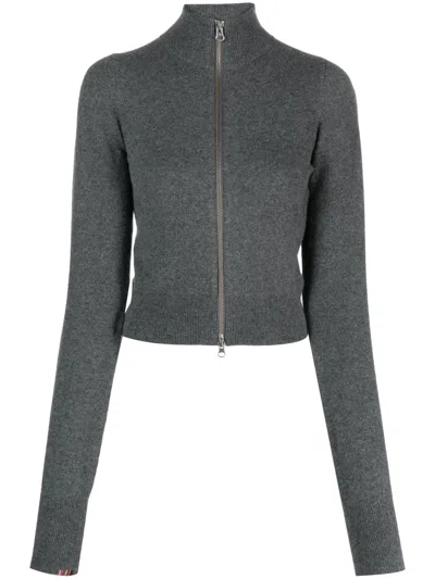 Extreme Cashmere Zip-up Knitted Cardigan In Grey